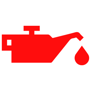 A red oil can icon with a drop of oil, symbolizing engine oil maintenance or low oil level.