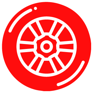A red circular graphic featuring a stylized tire design, emphasizing the auto repair theme. The image highlights Lambert's Auto Repair & Muffler's focus on vehicle maintenance and services.